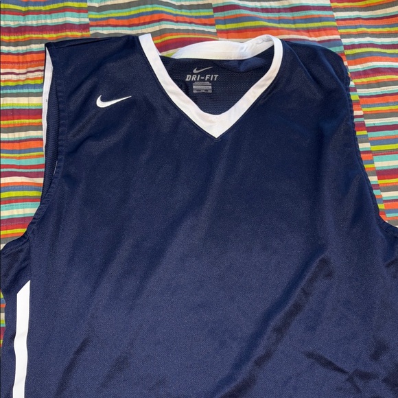 Nike sleeveless jersey blue white rubberized stripes on the side size 2XL - Picture 2 of 12